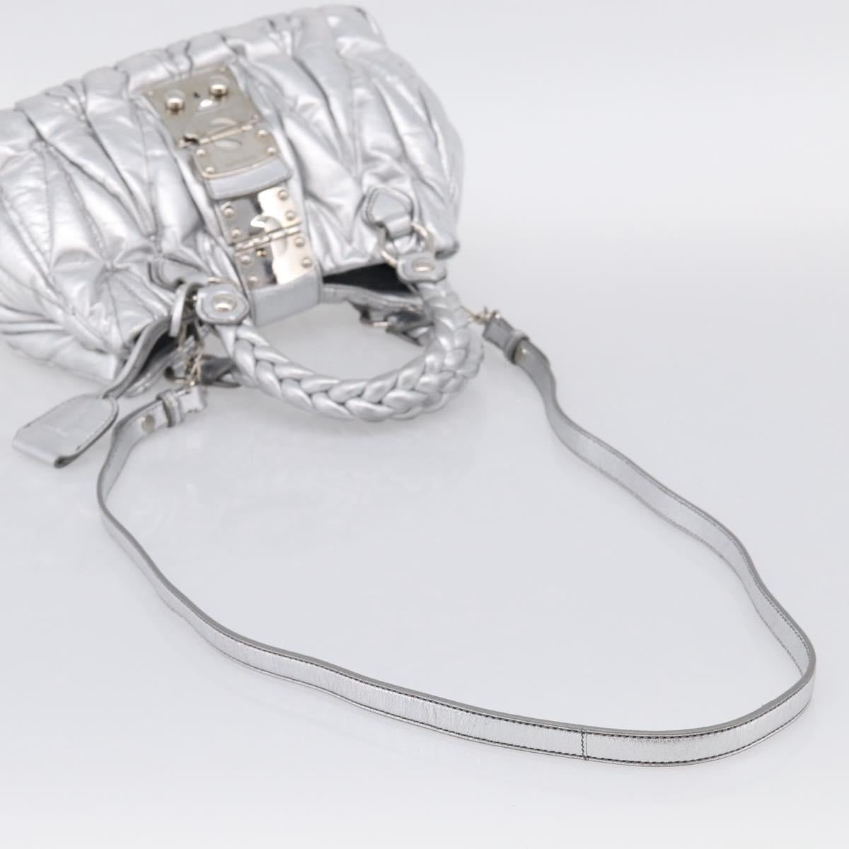 Miu Miu Matelasse Hand Bag Leather 2way Silver Auth 212424SAM
