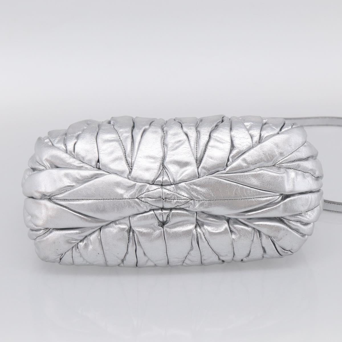Miu Miu Matelasse Hand Bag Leather 2way Silver Auth 212424SAM
