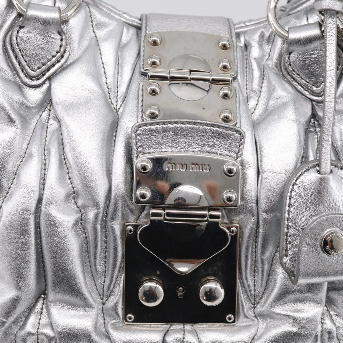 Miu Miu Matelasse Hand Bag Leather 2way Silver Auth 212424SAM