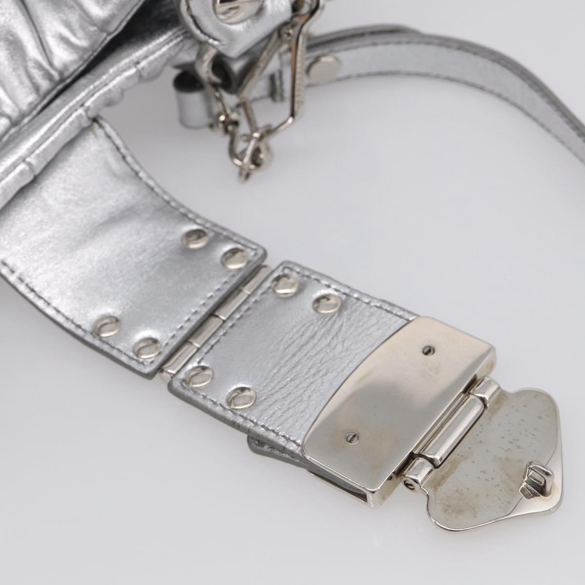 Miu Miu Matelasse Hand Bag Leather 2way Silver Auth 212424SAM