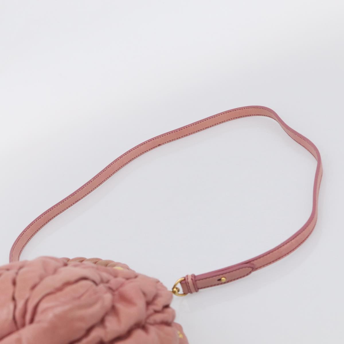 Miu Miu Matelasse Hand Bag Leather 2way Pink Gold Auth 212425A