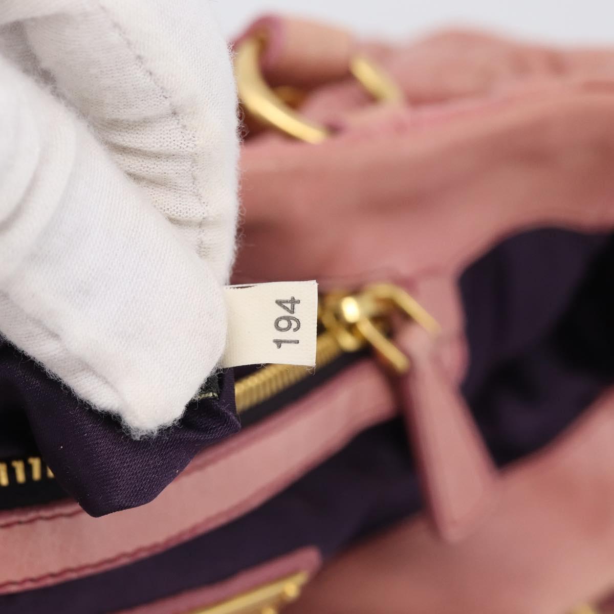 Miu Miu Matelasse Hand Bag Leather 2way Pink Gold Auth 212425A