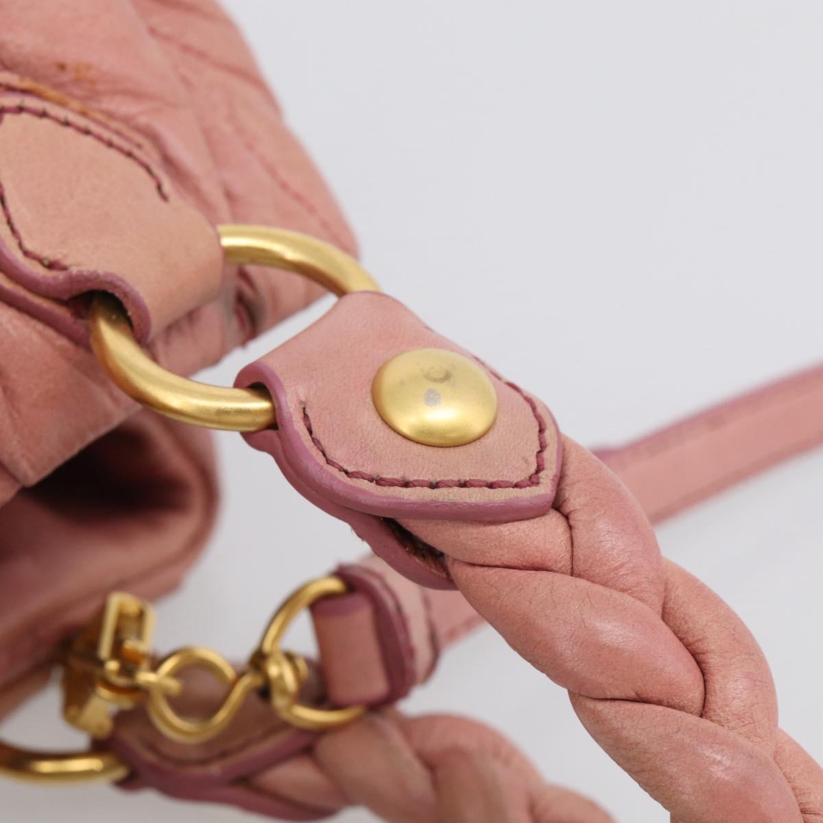 Miu Miu Matelasse Hand Bag Leather 2way Pink Gold Auth 212425A