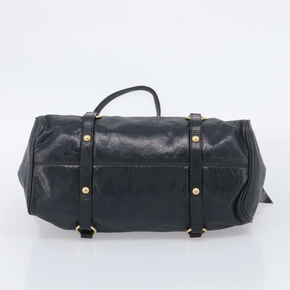 Miu Miu Hand Bag Leather 2way Black Gold Auth 212428M
