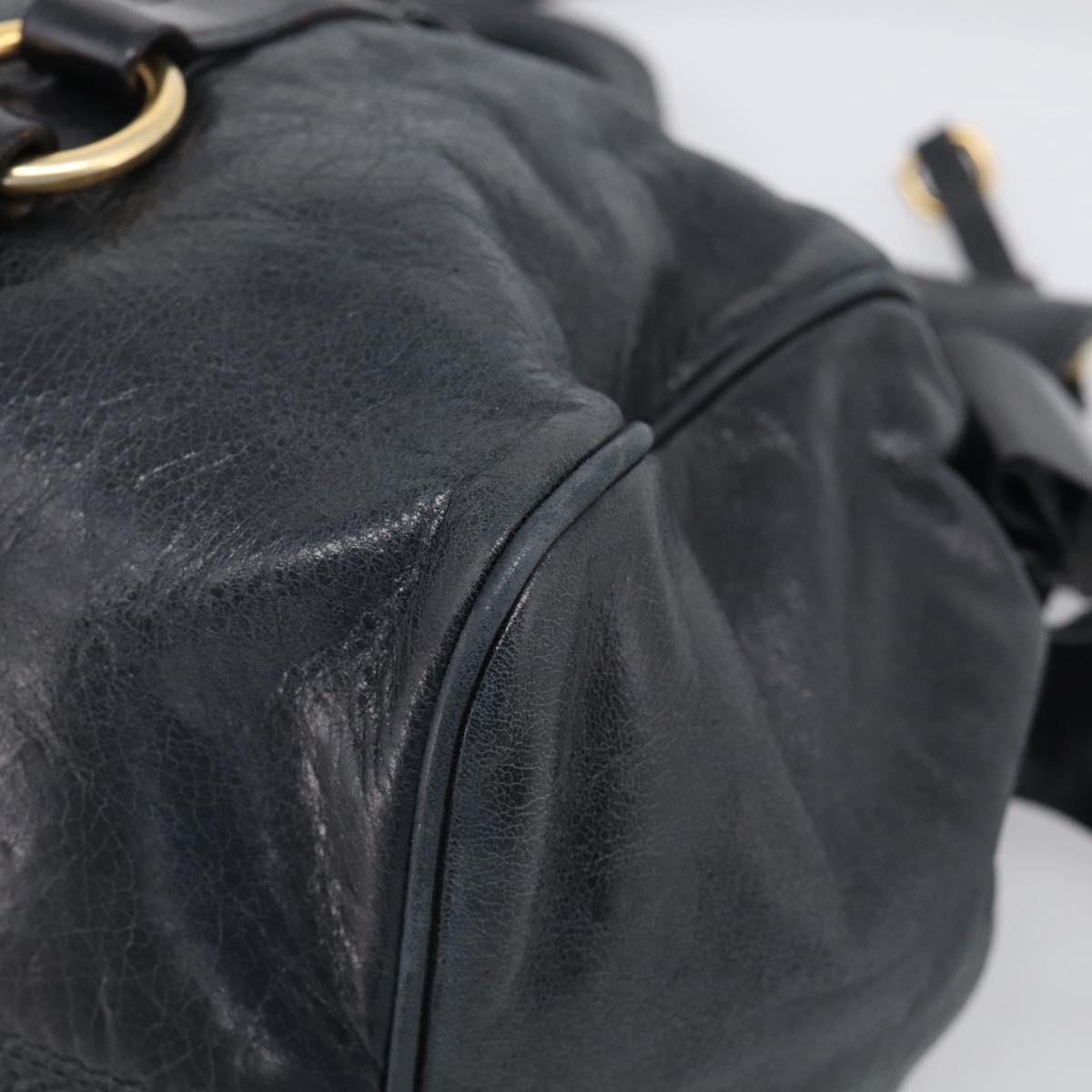Miu Miu Hand Bag Leather 2way Black Gold Auth 212428M