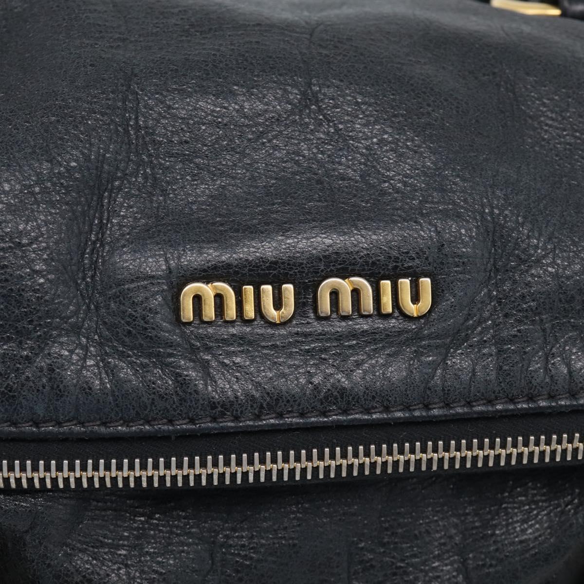 Miu Miu Hand Bag Leather 2way Black Gold Auth 212428M