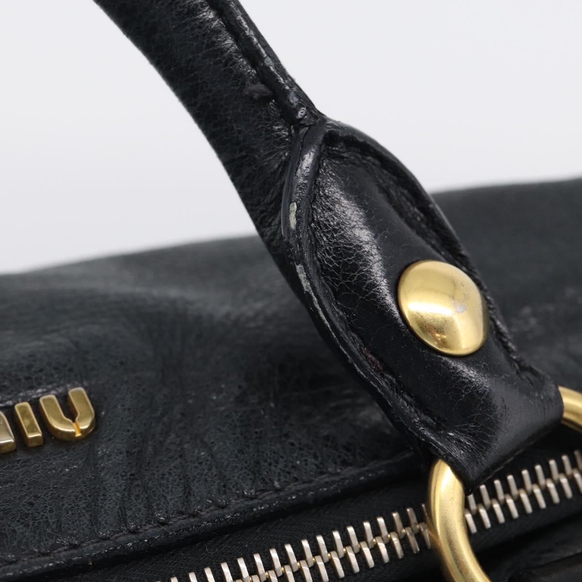 Miu Miu Hand Bag Leather 2way Black Gold Auth 212428M