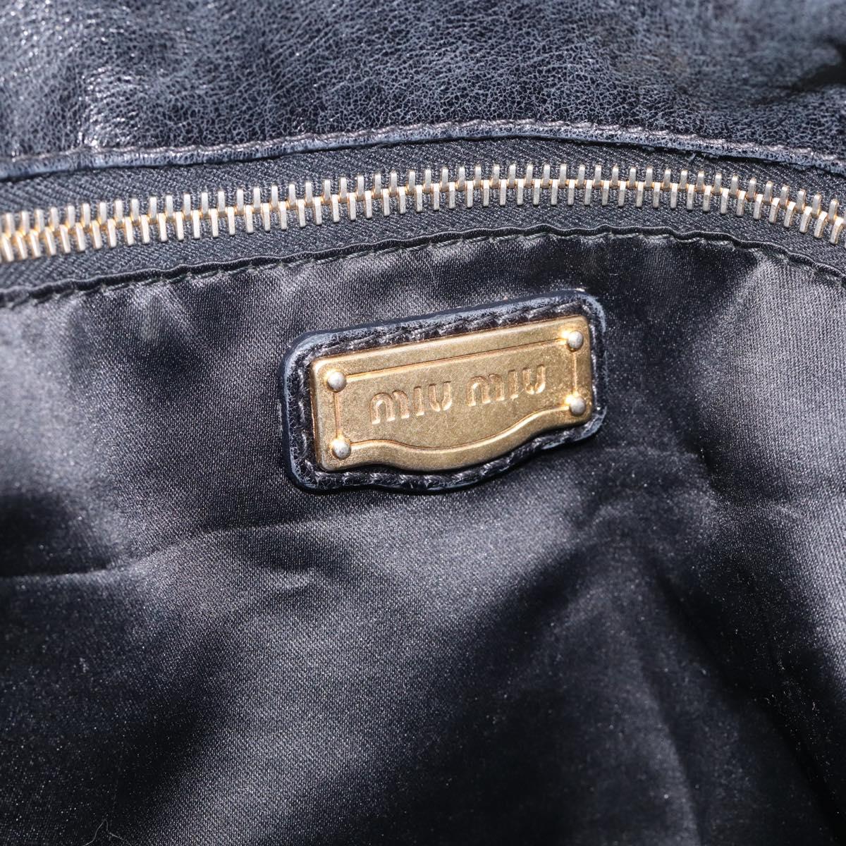 Miu Miu Hand Bag Leather 2way Black Gold Auth 212428M