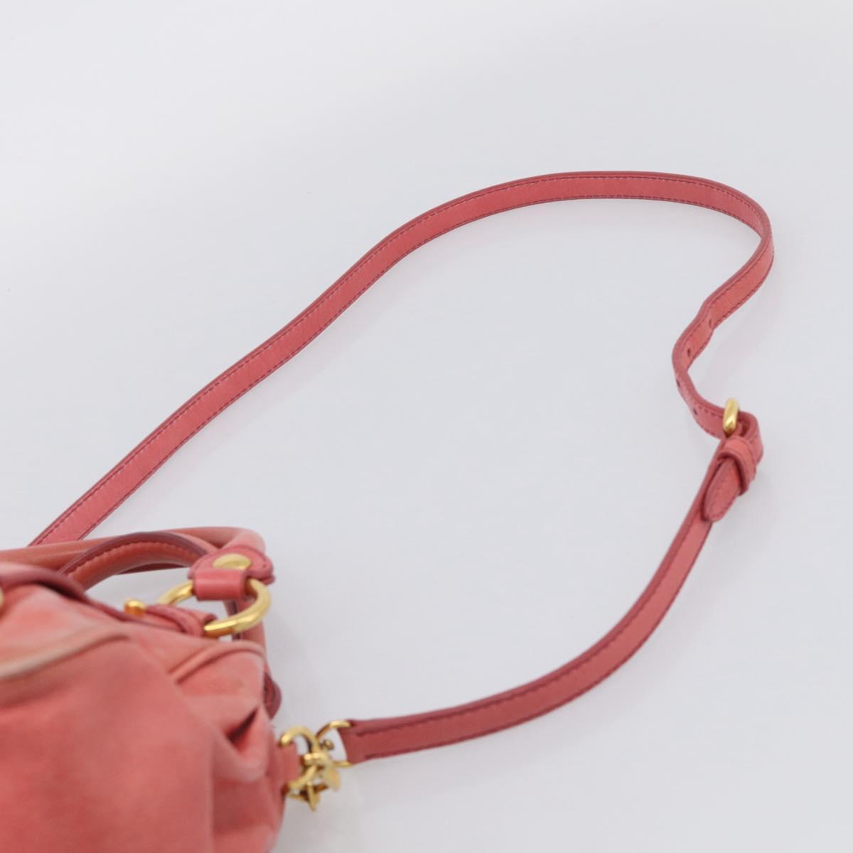 Miu Miu Hand Bag Leather 2way Pink Gold Auth 212429M