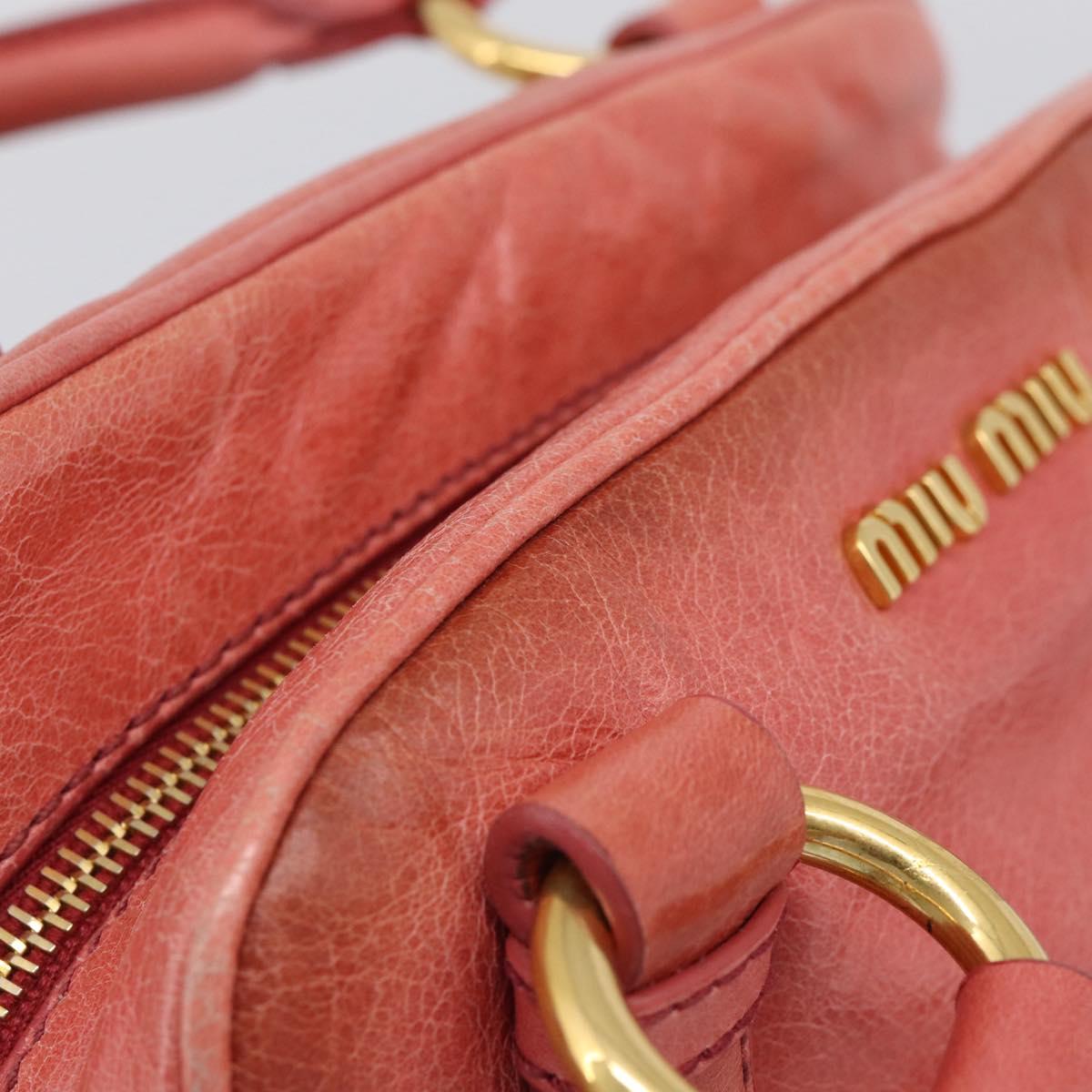 Miu Miu Hand Bag Leather 2way Pink Gold Auth 212429M