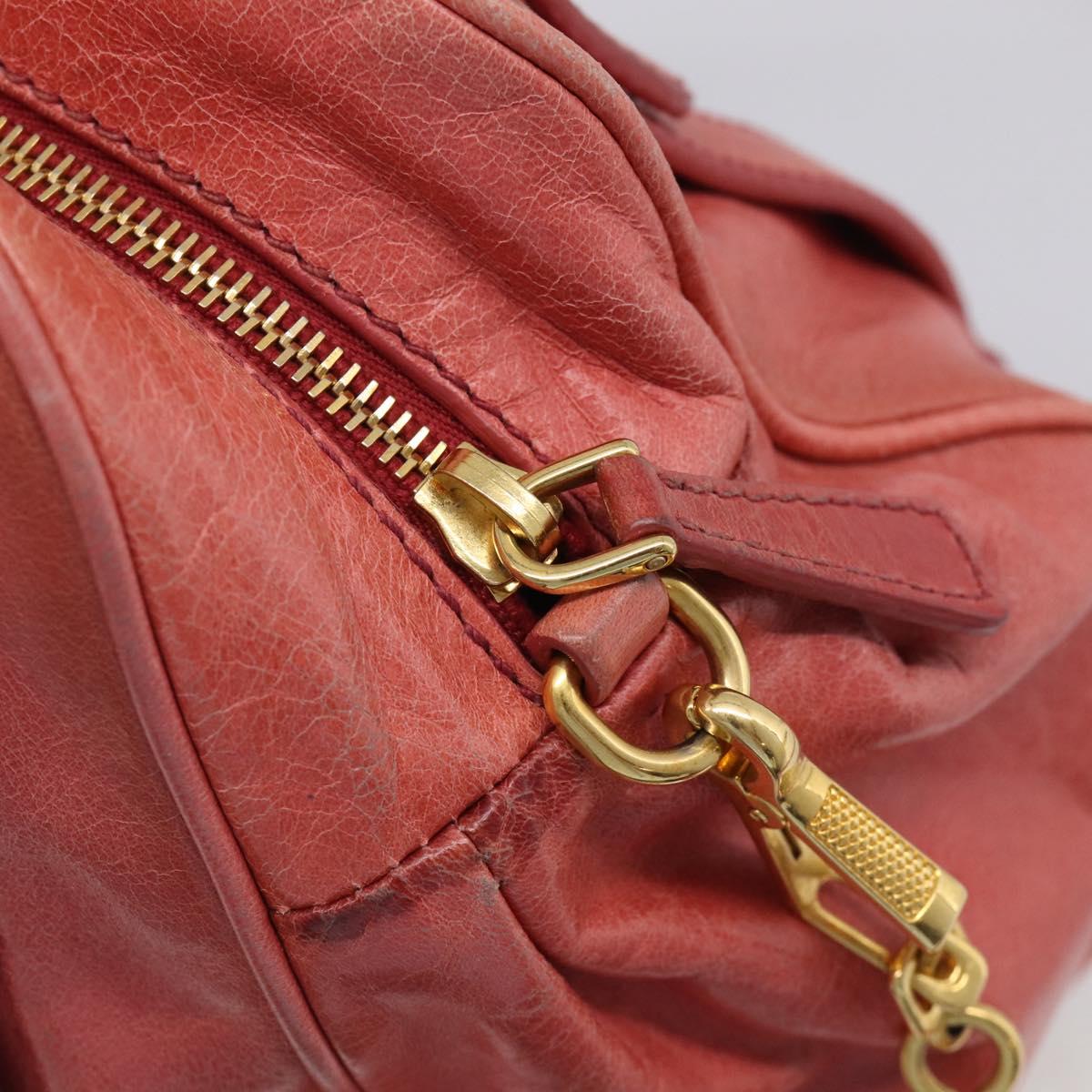 Miu Miu Hand Bag Leather 2way Pink Gold Auth 212429M