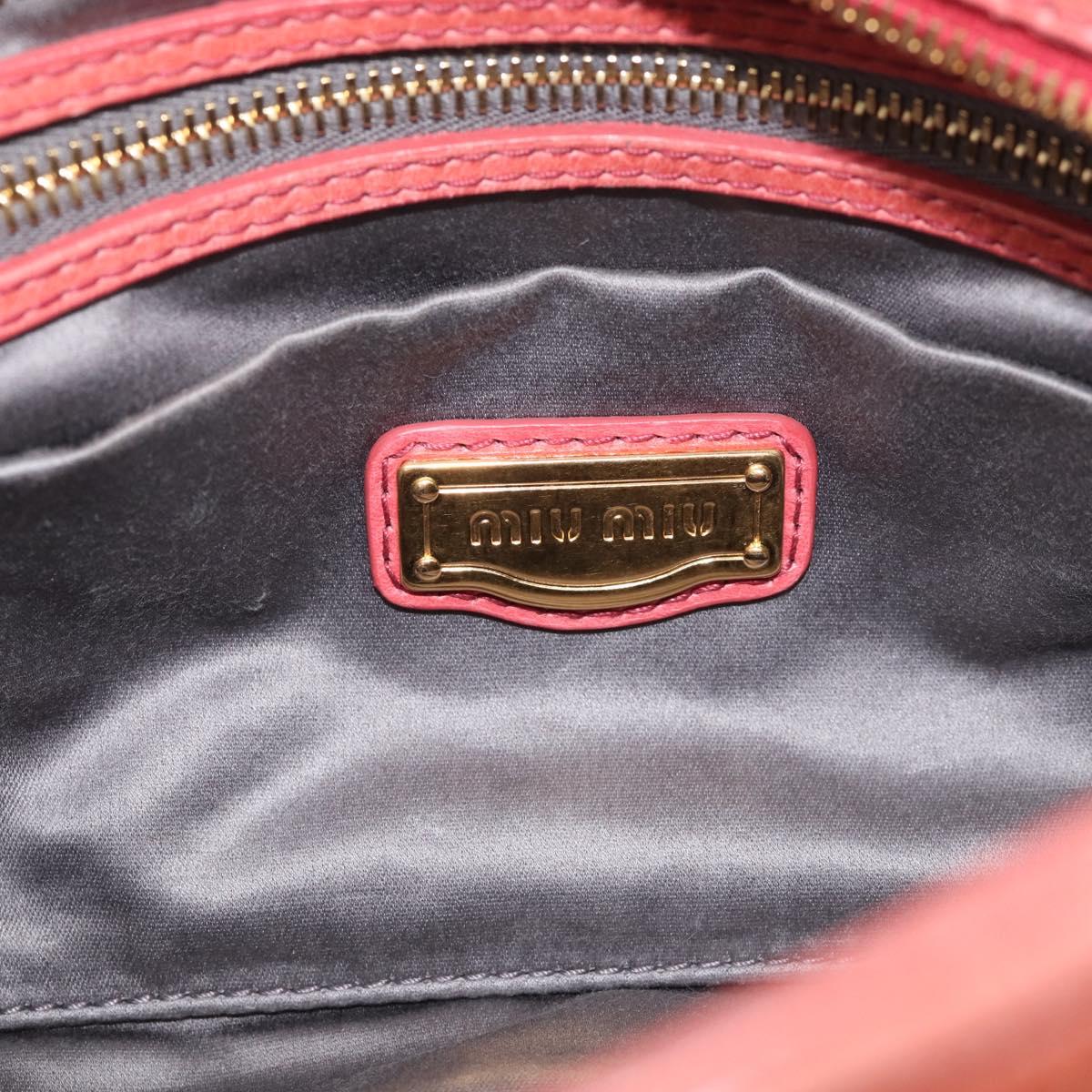 Miu Miu Hand Bag Leather 2way Pink Gold Auth 212429M