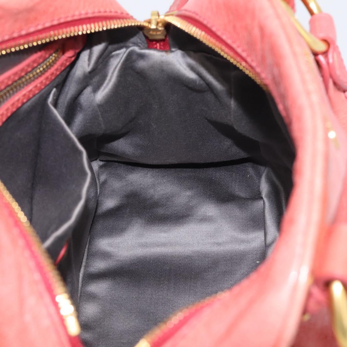 Miu Miu Hand Bag Leather 2way Pink Gold Auth 212429M
