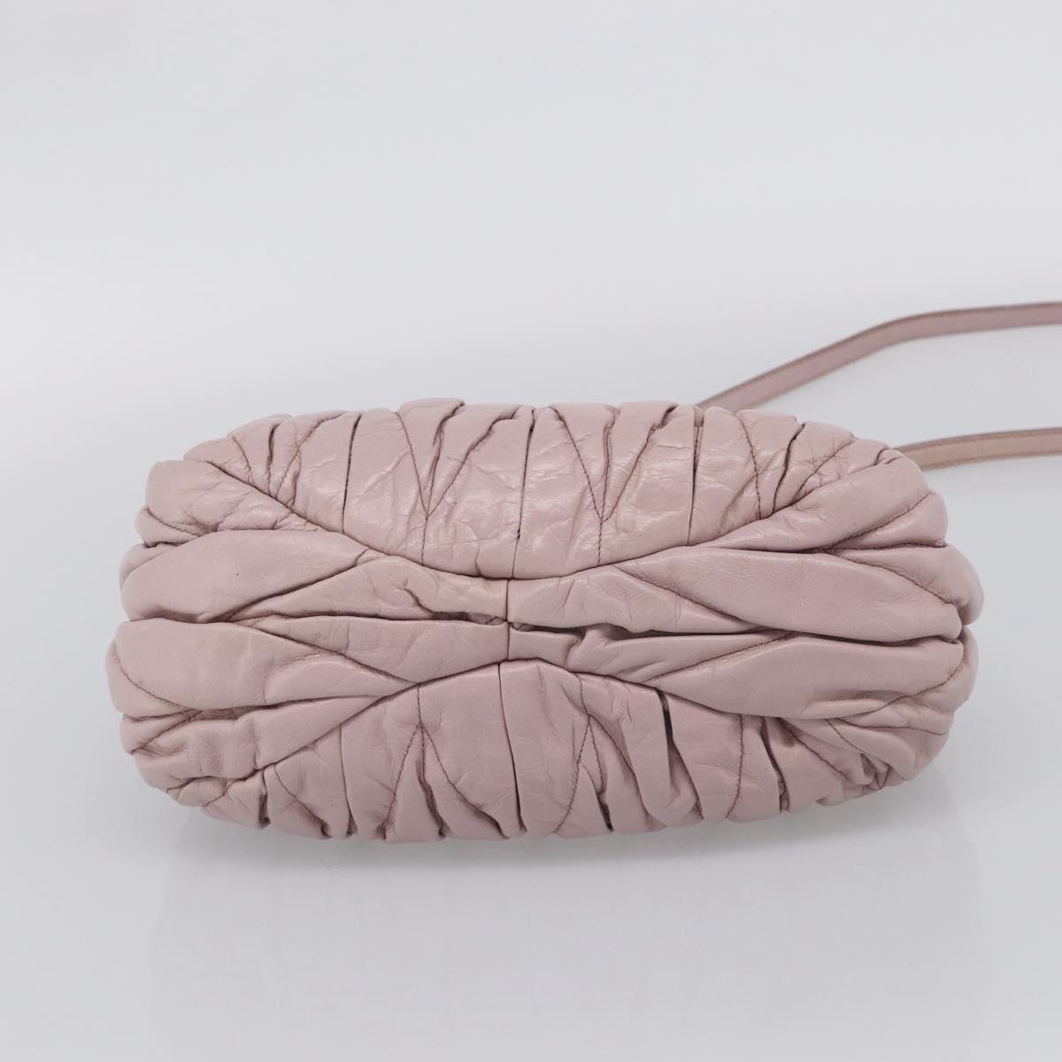 Miu Miu Matelasse Hand Bag Leather 2way Pink Gold Auth 212430A