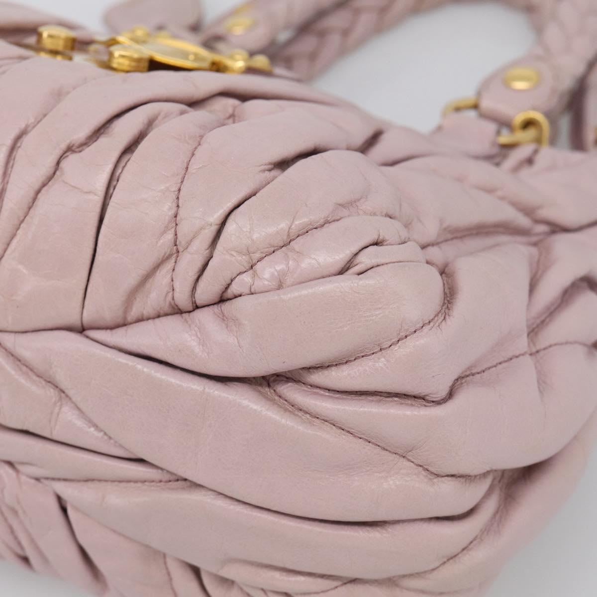 Miu Miu Matelasse Hand Bag Leather 2way Pink Gold Auth 212430A
