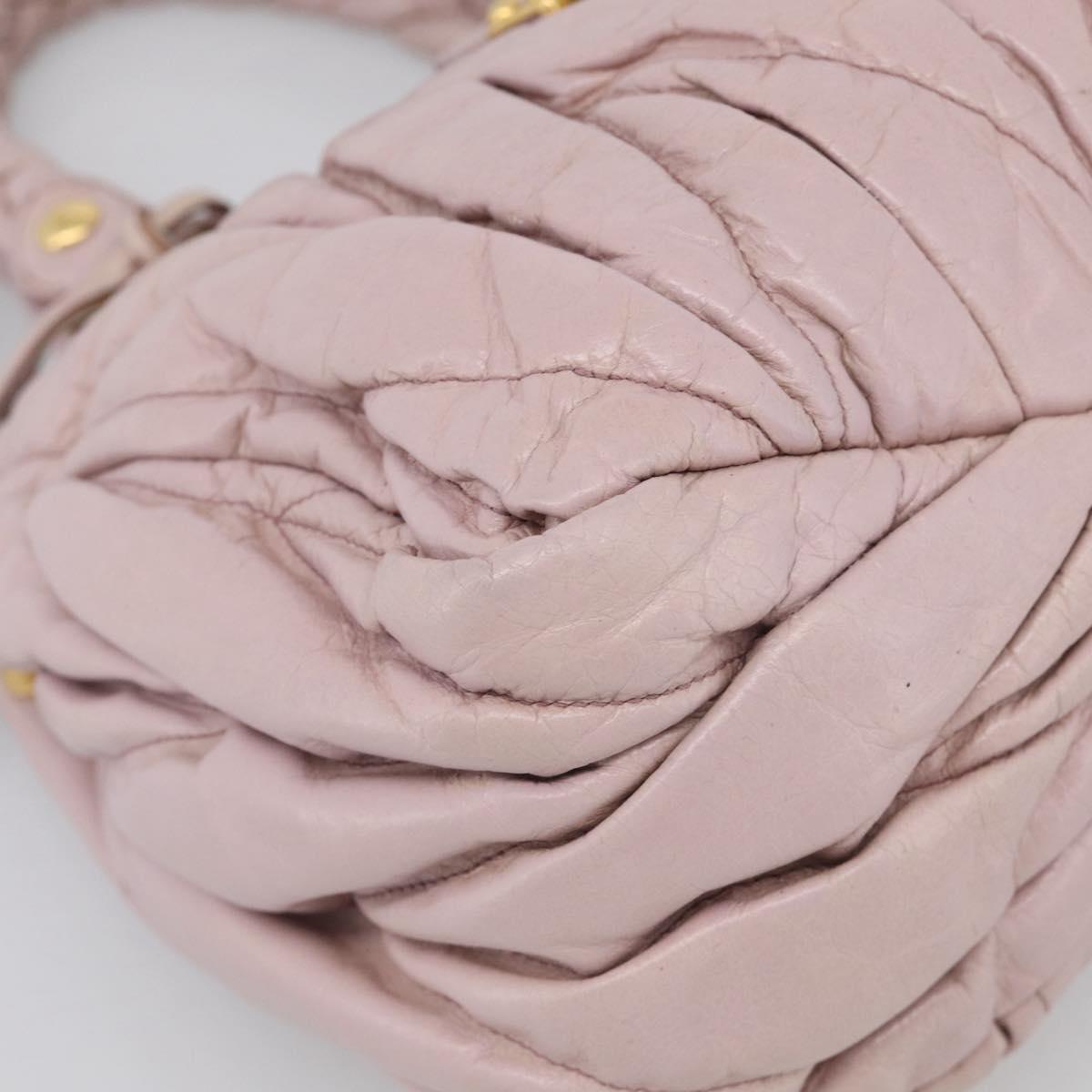 Miu Miu Matelasse Hand Bag Leather 2way Pink Gold Auth 212430A