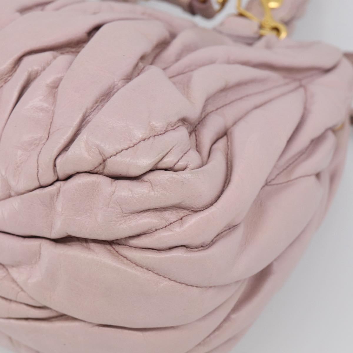 Miu Miu Matelasse Hand Bag Leather 2way Pink Gold Auth 212430A