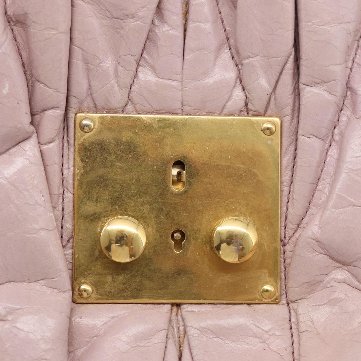 Miu Miu Matelasse Hand Bag Leather 2way Pink Gold Auth 212430A
