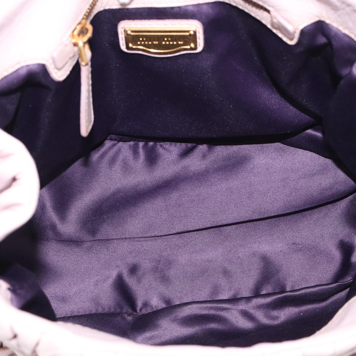 Miu Miu Matelasse Hand Bag Leather 2way Pink Gold Auth 212430A