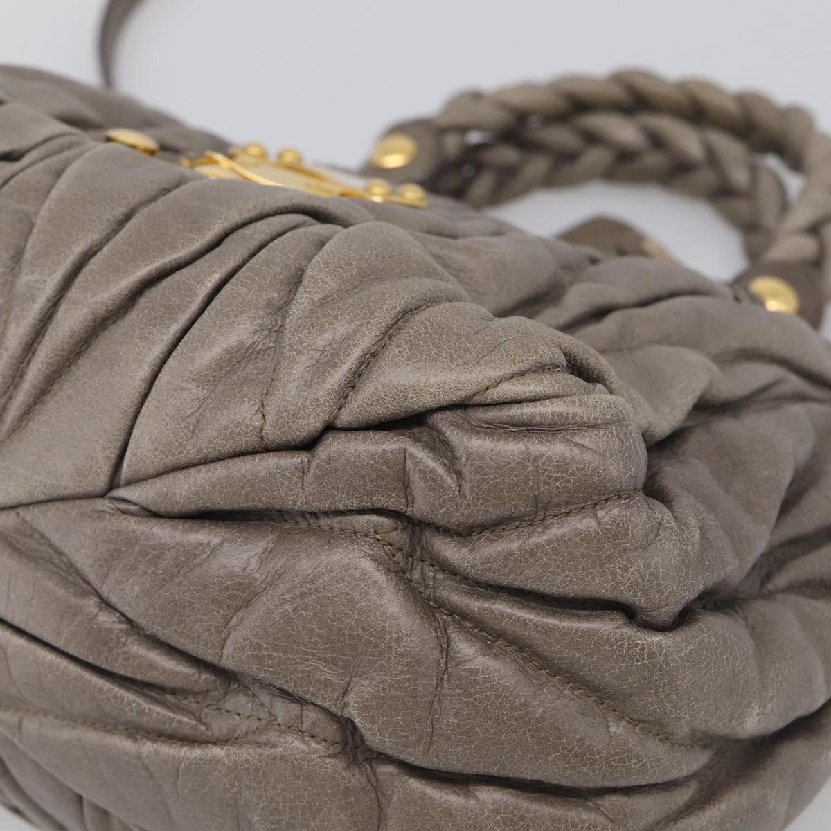 Miu Miu Matelasse Hand Bag Leather 2way Gray Gold Auth 212432M