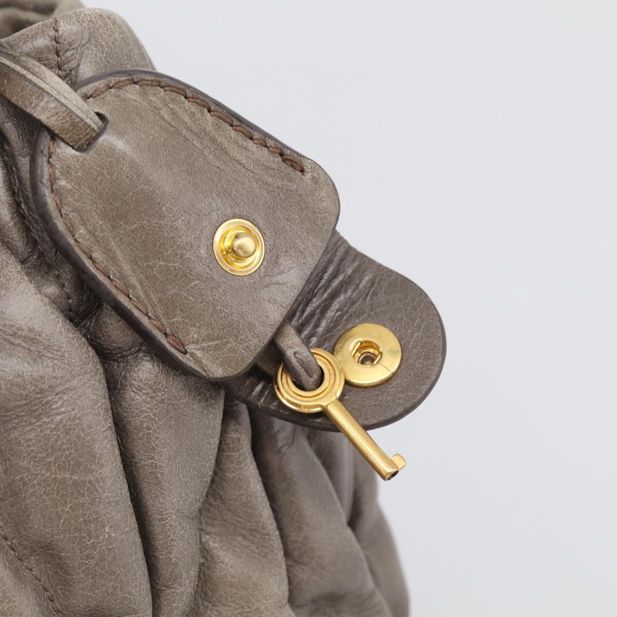 Miu Miu Matelasse Hand Bag Leather 2way Gray Gold Auth 212432M