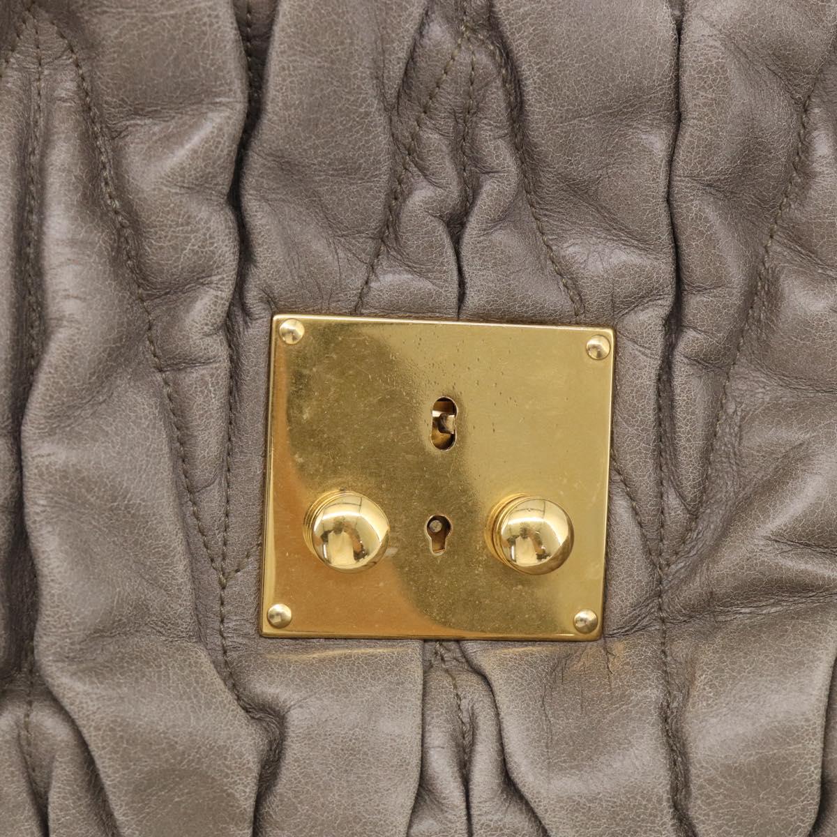 Miu Miu Matelasse Hand Bag Leather 2way Gray Gold Auth 212432M
