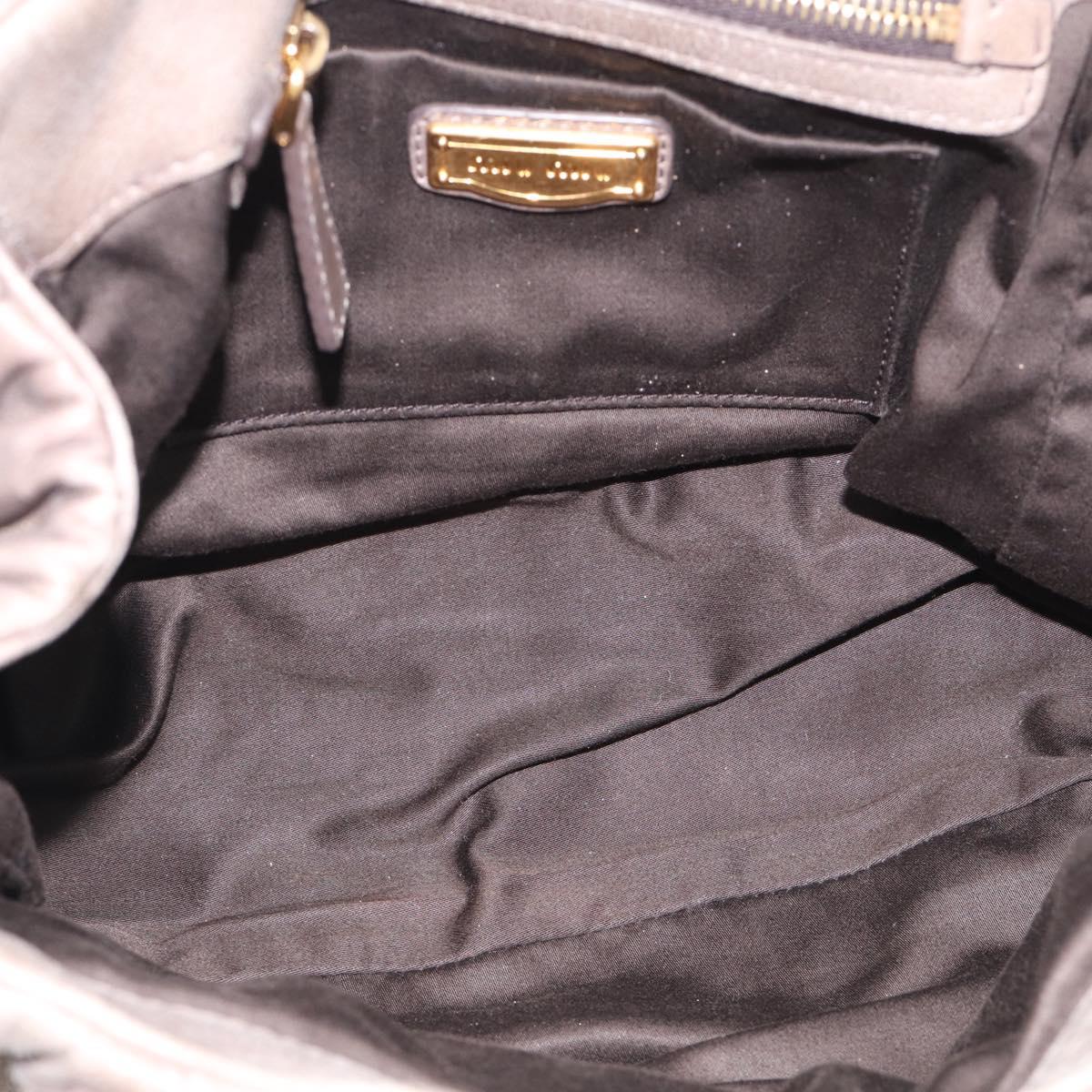 Miu Miu Matelasse Hand Bag Leather 2way Gray Gold Auth 212432M