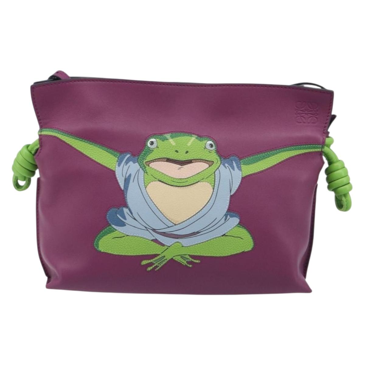 LOEWE × Studio Ghibli flamenco Shoulder Bag Leather Purple Auth 212433SM