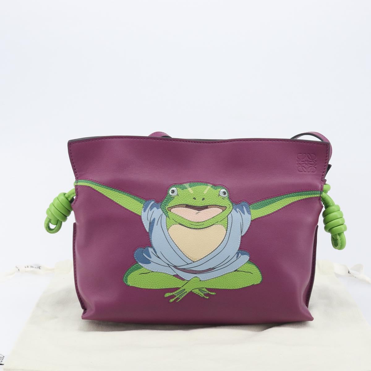 LOEWE × Studio Ghibli flamenco Shoulder Bag Leather Purple Auth 212433SM