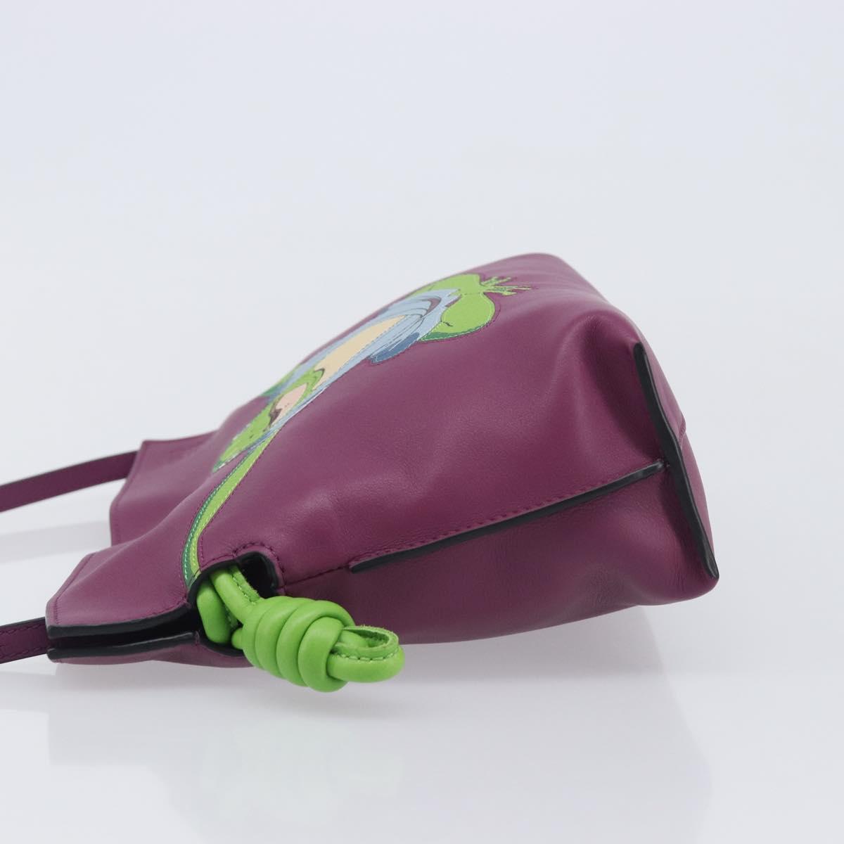 LOEWE × Studio Ghibli flamenco Shoulder Bag Leather Purple Auth 212433SM