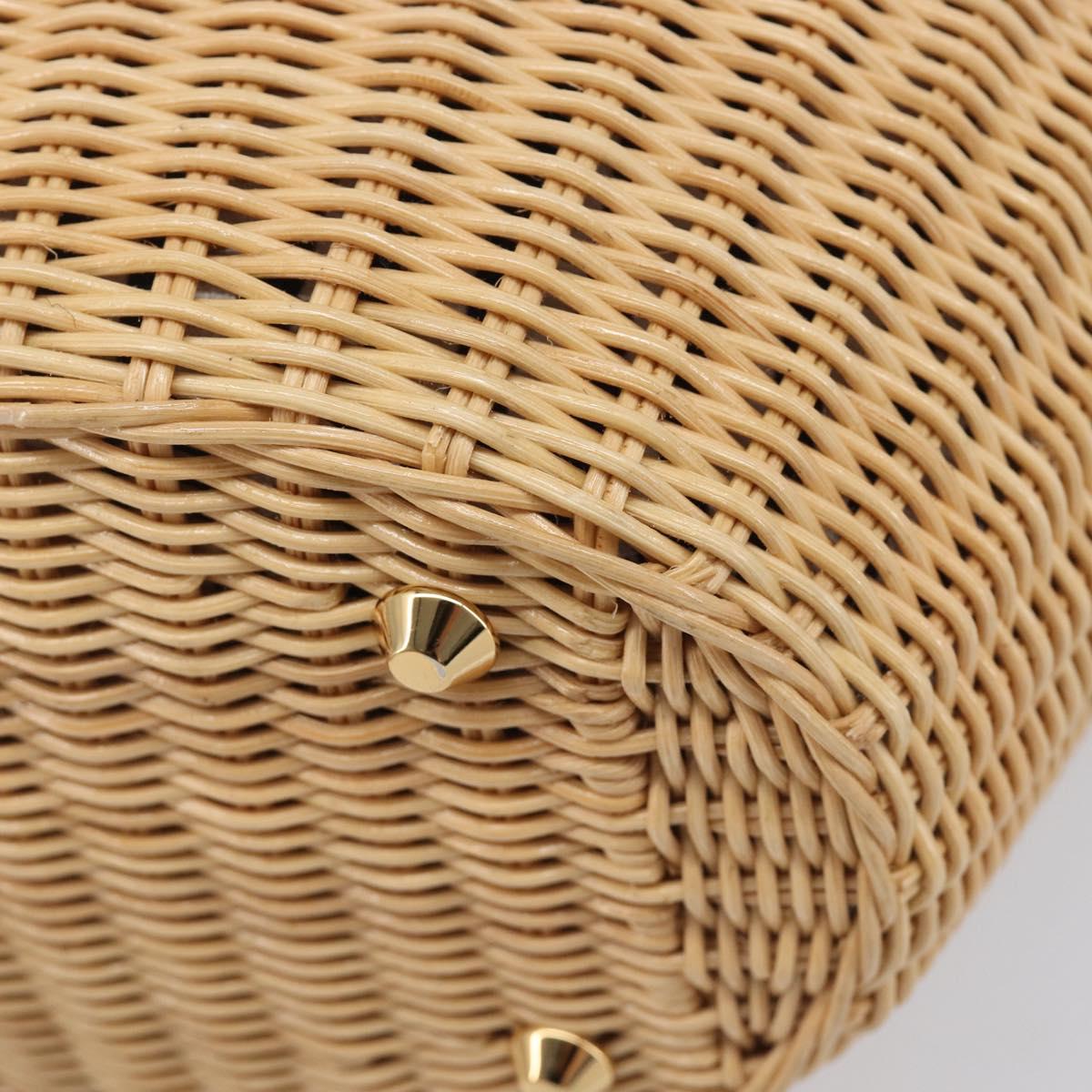 PRADA Hand Bag Raffia 2way Beige Gold Auth 212434SAM