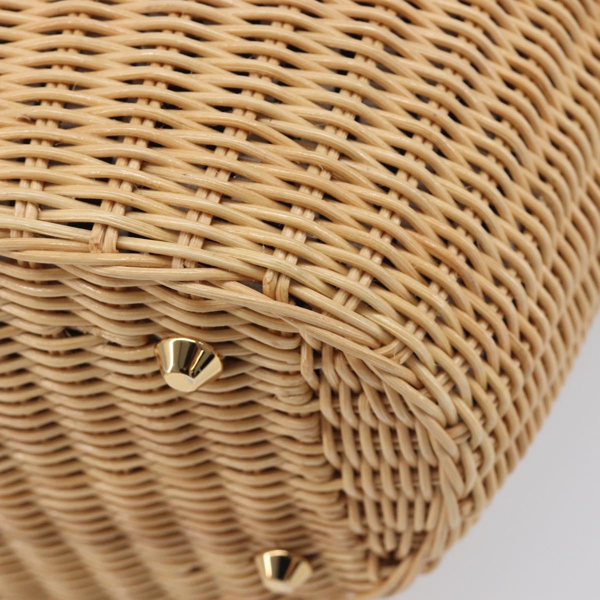 PRADA Hand Bag Raffia 2way Beige Gold Auth 212434SAM