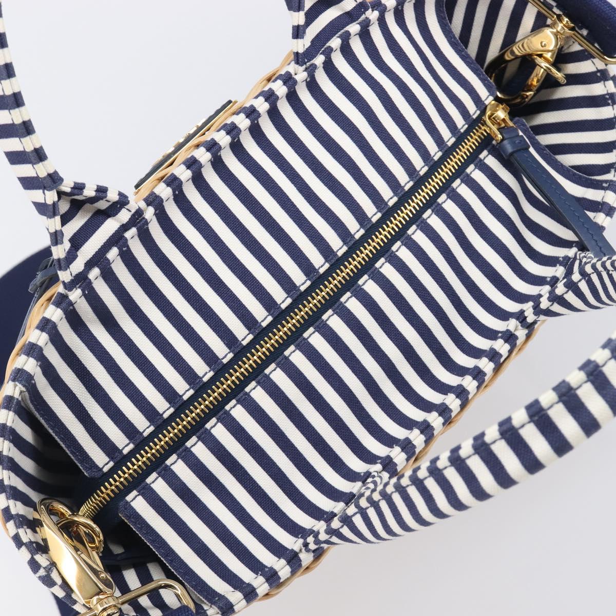 PRADA Hand Bag Raffia 2way Beige Gold Auth 212434SAM