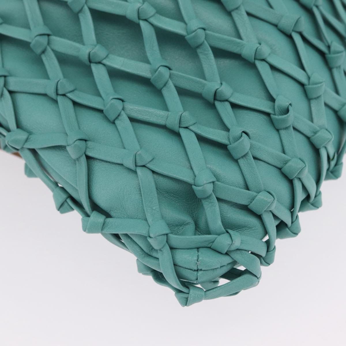 CHANEL Drawstring Shoulder Bag Lamb Skin Green CC Auth 212436SM