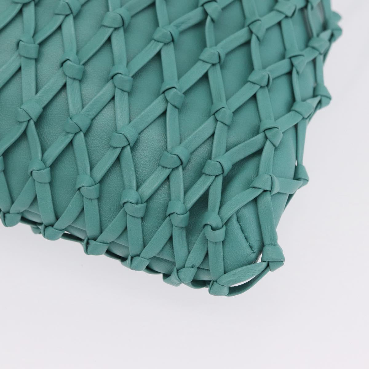 CHANEL Drawstring Shoulder Bag Lamb Skin Green CC Auth 212436SM