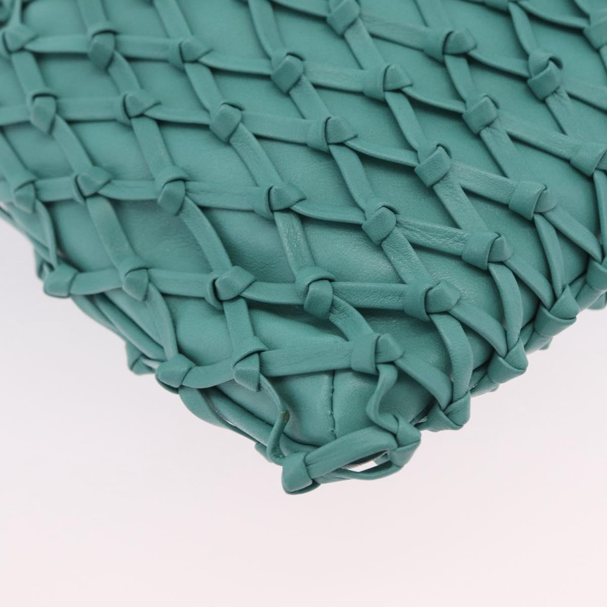CHANEL Drawstring Shoulder Bag Lamb Skin Green CC Auth 212436SM