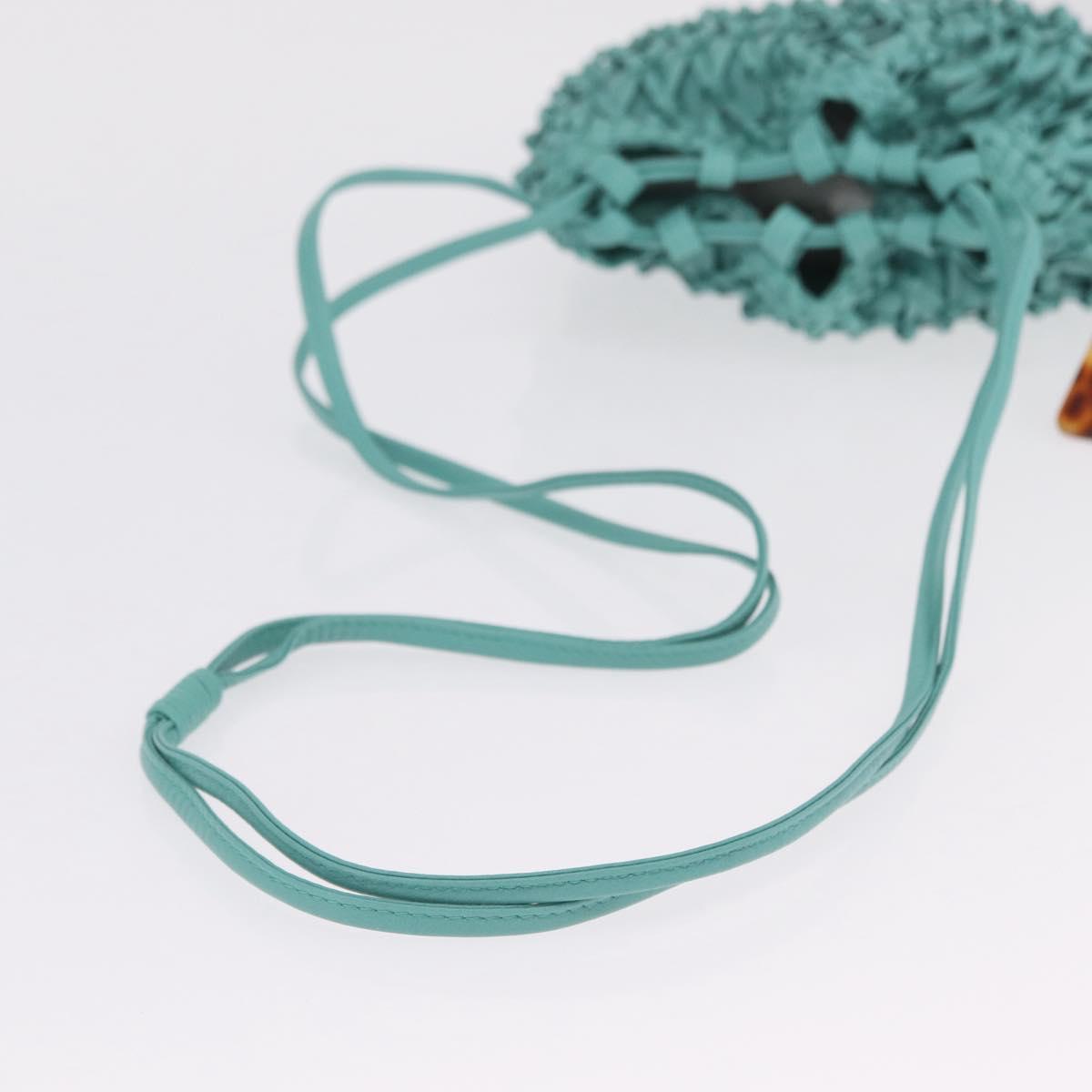 CHANEL Drawstring Shoulder Bag Lamb Skin Green CC Auth 212436SM