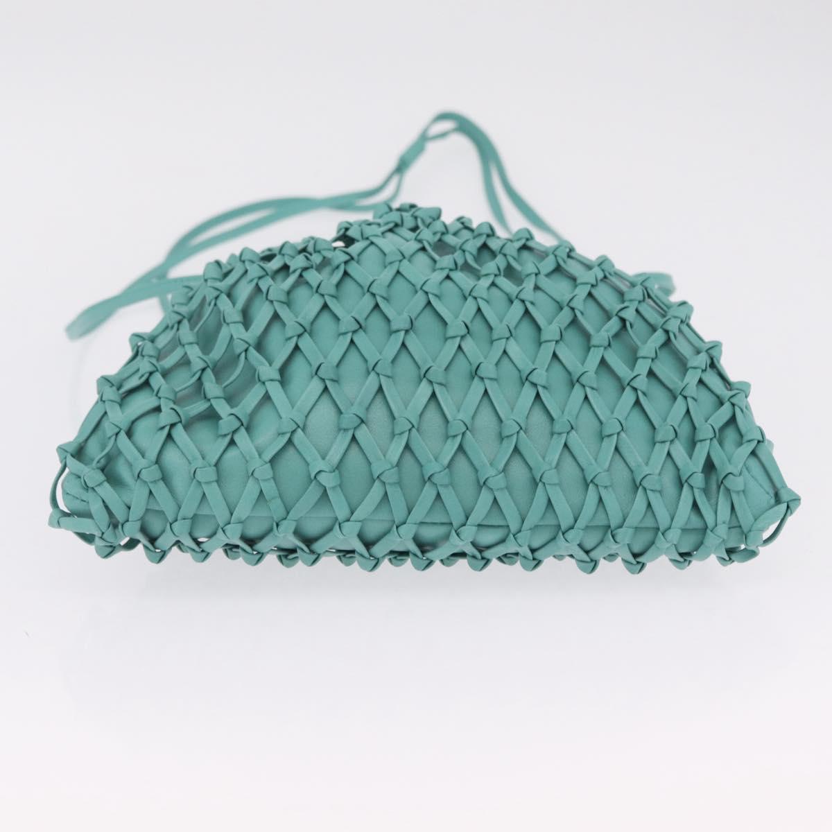 CHANEL Drawstring Shoulder Bag Lamb Skin Green CC Auth 212436SM