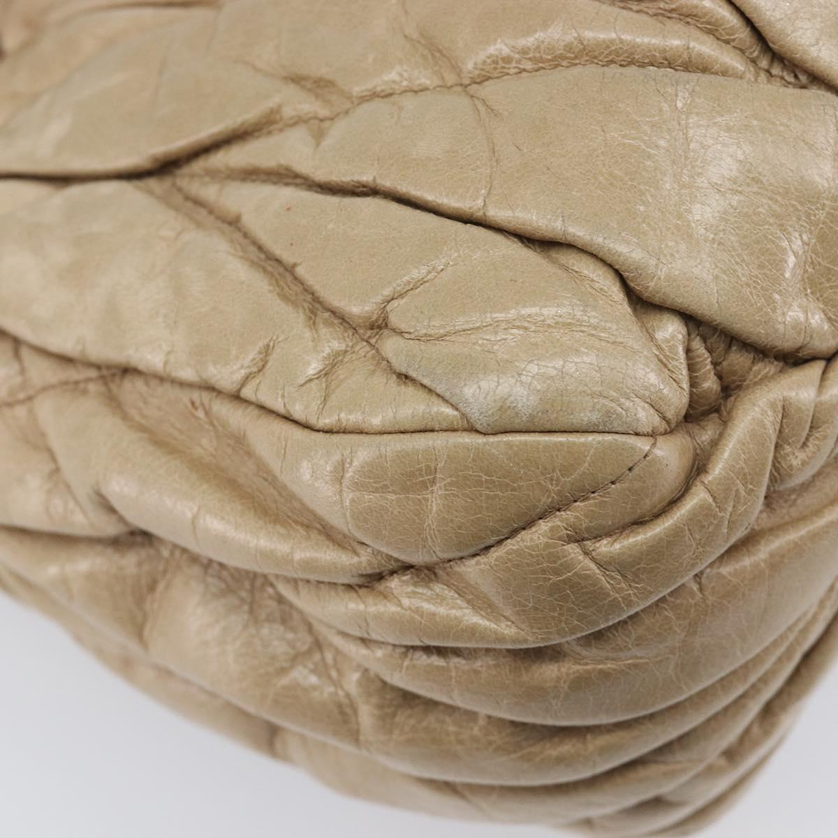 Miu Miu Hand Bag Leather Beige Gold Auth 212440A