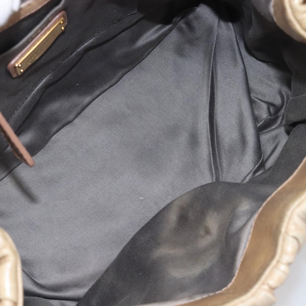 Miu Miu Hand Bag Leather Beige Gold Auth 212440A