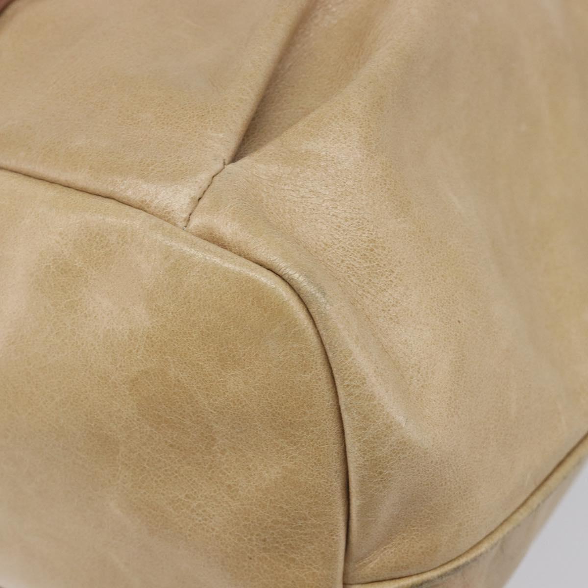 Miu Miu Hand Bag Leather 2way Beige Gold Auth 212441A