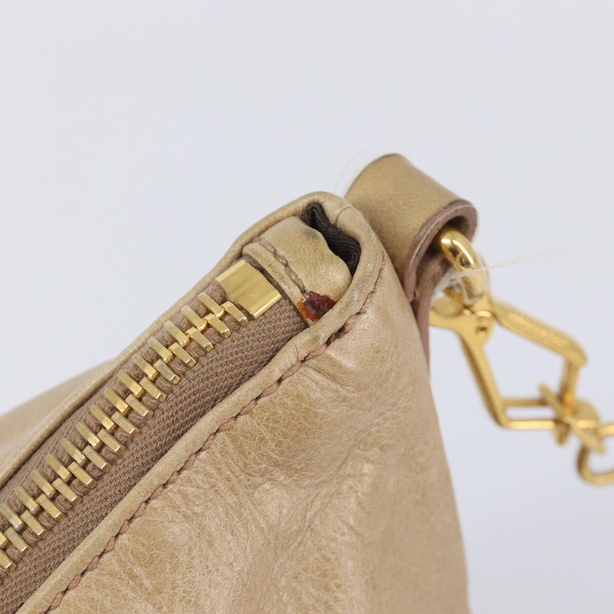Miu Miu Hand Bag Leather 2way Beige Gold Auth 212441A