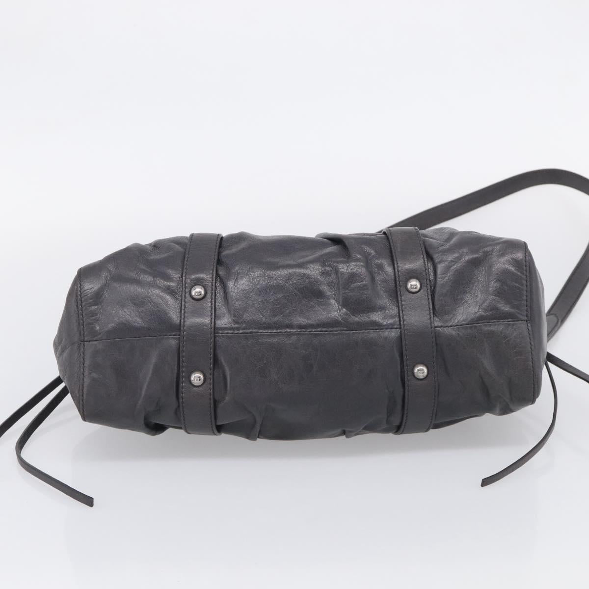 Miu Miu Hand Bag Leather 2way Gray Silver Auth 212444M