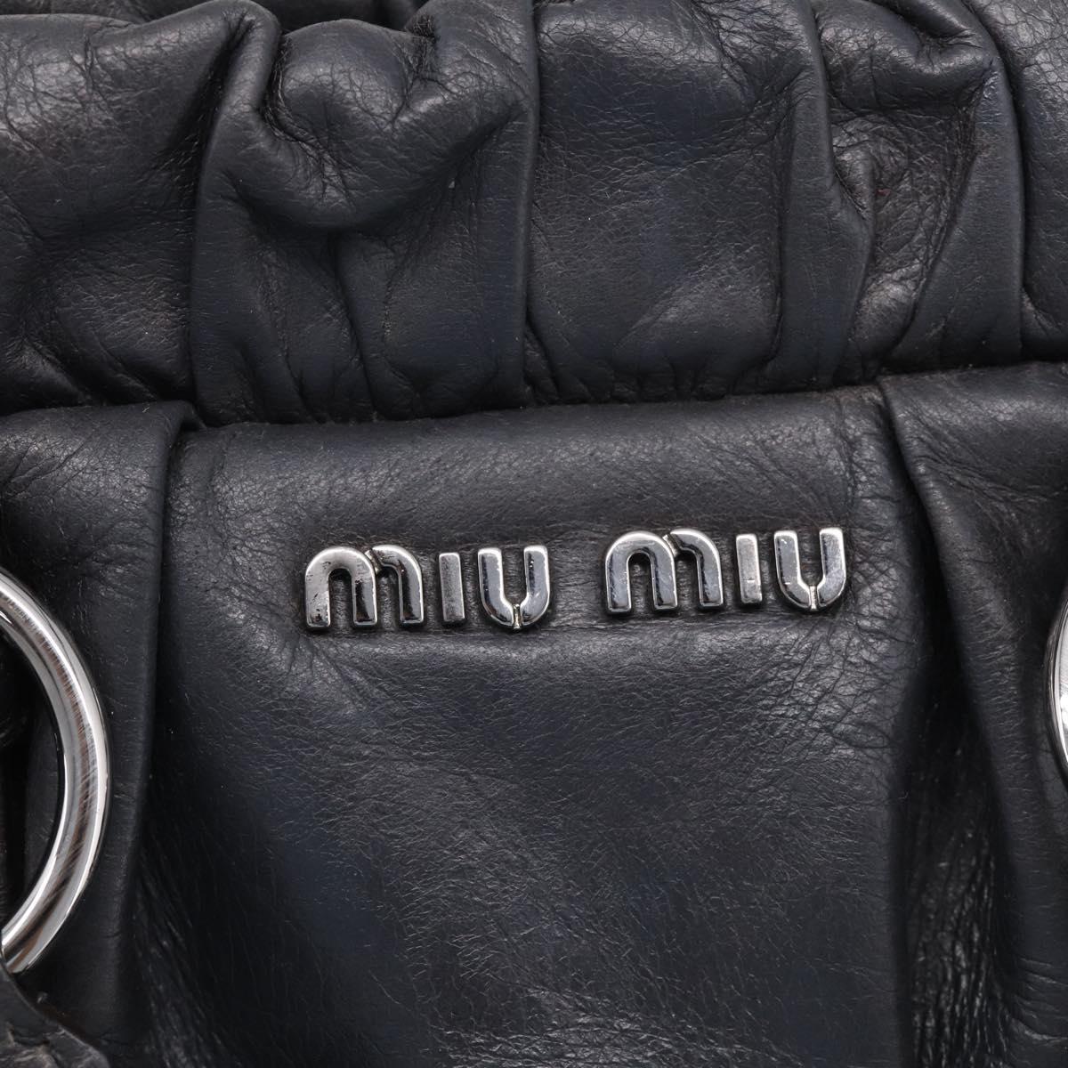 Miu Miu Hand Bag Leather 2way Gray Silver Auth 212444M