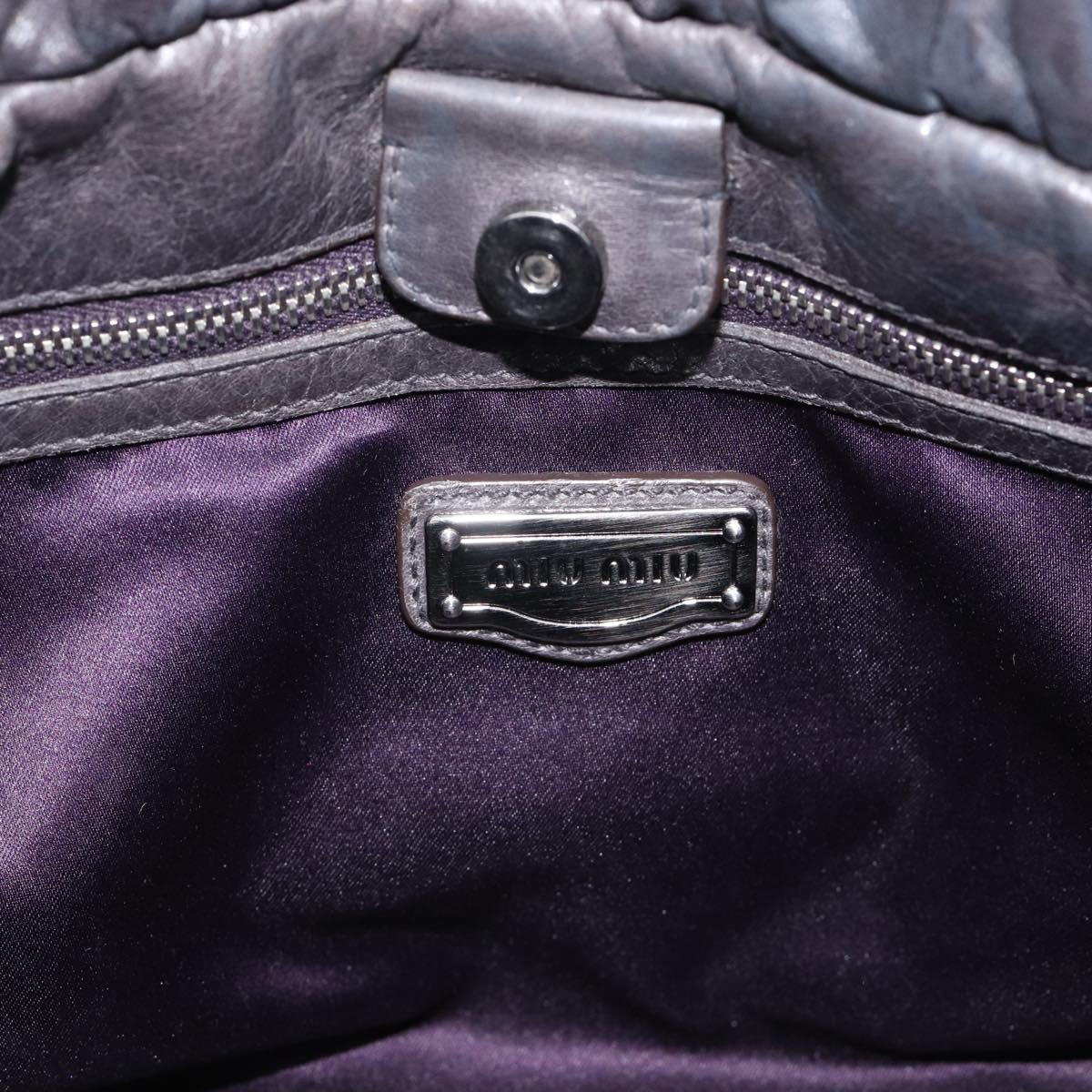 Miu Miu Hand Bag Leather 2way Gray Silver Auth 212444M