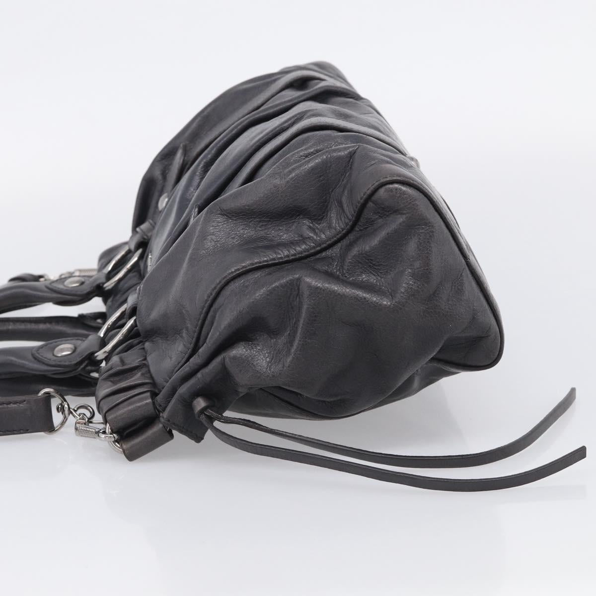 Miu Miu Hand Bag Leather 2way Gray Silver Auth 212444M