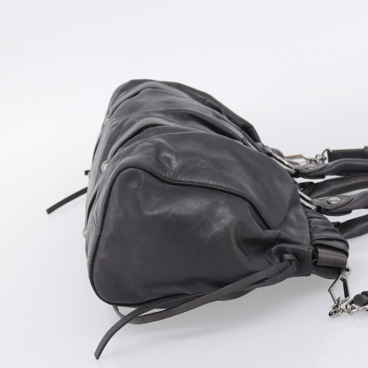 Miu Miu Hand Bag Leather 2way Gray Silver Auth 212444M