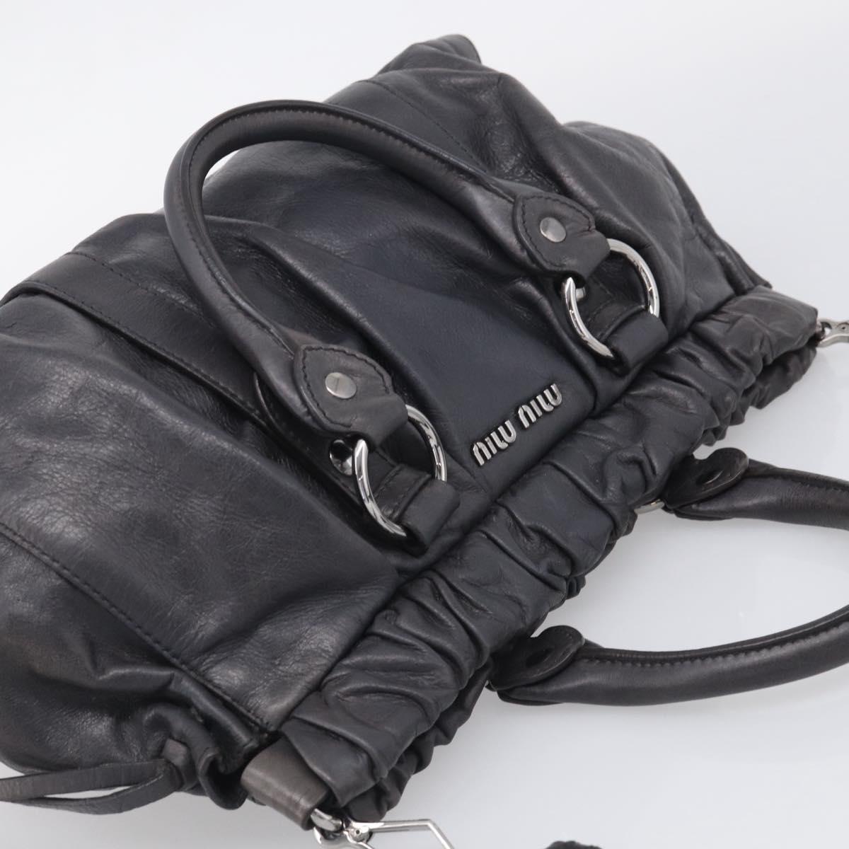 Miu Miu Hand Bag Leather 2way Gray Silver Auth 212444M