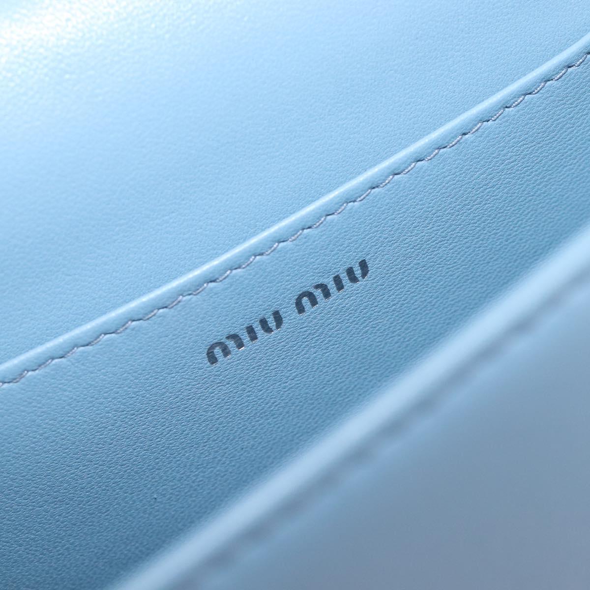 Miu Miu Matelasse Chain Shoulder Bag Leather Silver Light Blue Auth 212448SAM
