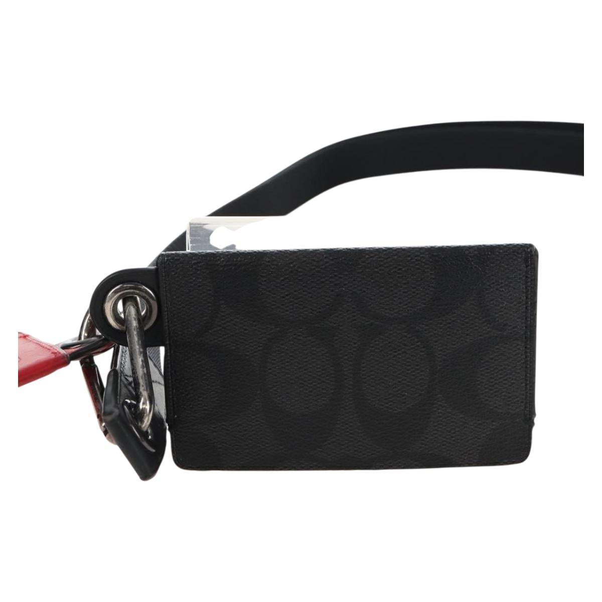 Coach x Michael B. Jordan × NARUTO Pass Case Leather Black Silver Auth 212450M